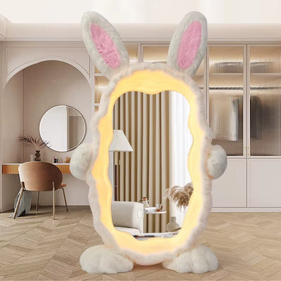 Espejo de Piso con Diseño de Conejito y Luces LED RGB – Edición Fantasía