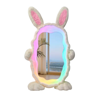 Espejo de Piso con Diseño de Conejito y Luces LED RGB – Edición Fantasía
