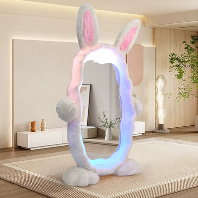 Espejo de Piso con Diseño de Conejito y Luces LED RGB – Edición Fantasía