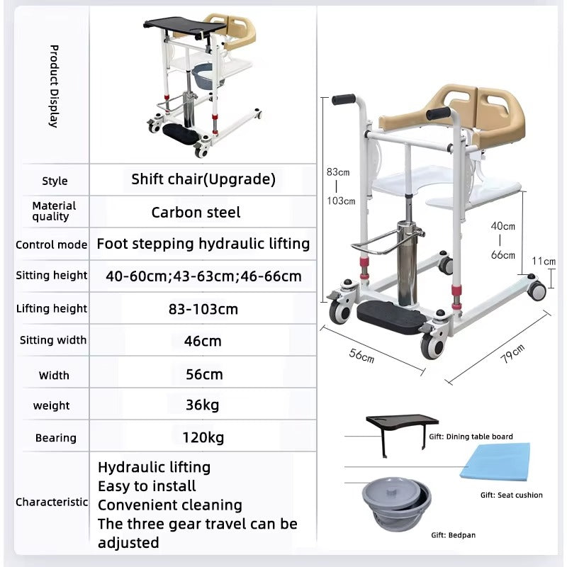 Chaise de changement de vitesse hydraulique, élévateur de transfert pour patient
